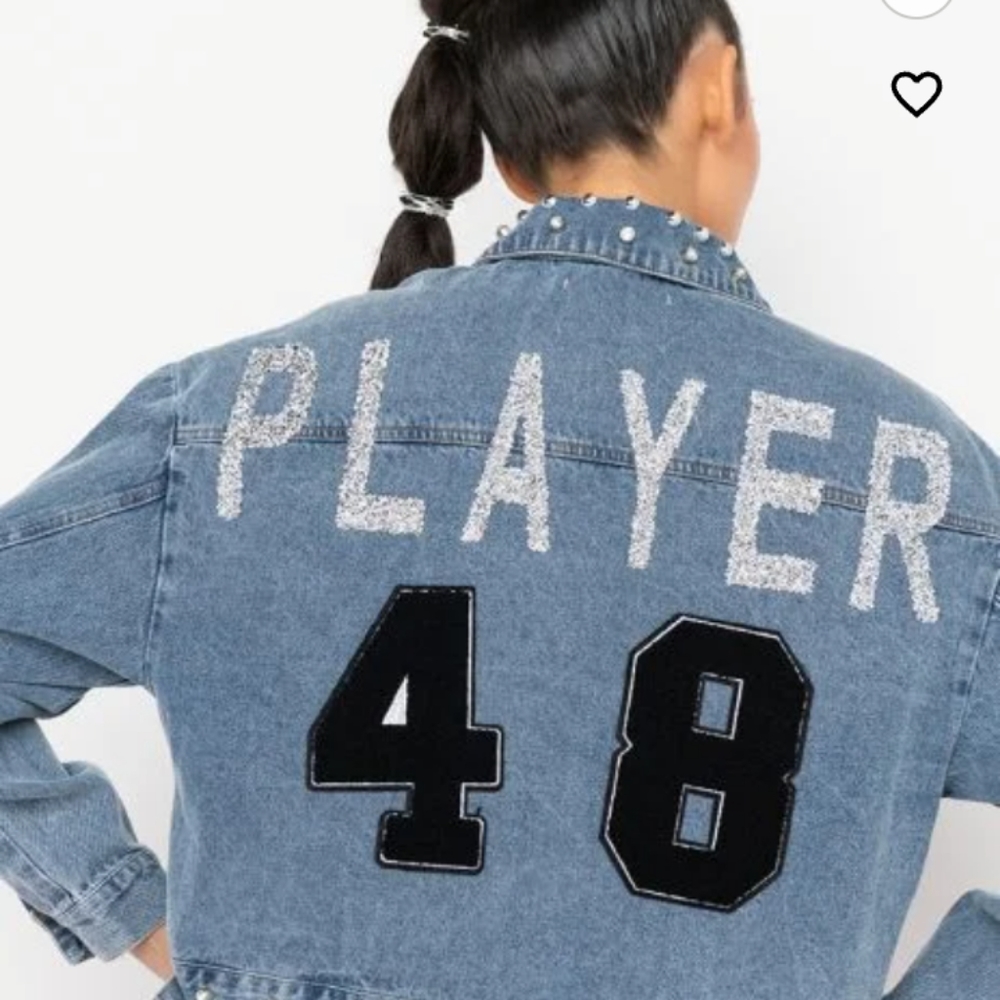Applique cropped denim jacket - Picture 2 of 3